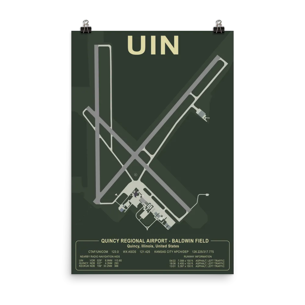 UIN Quincy Regional Airport - Baldwin Field Airport Layout Art