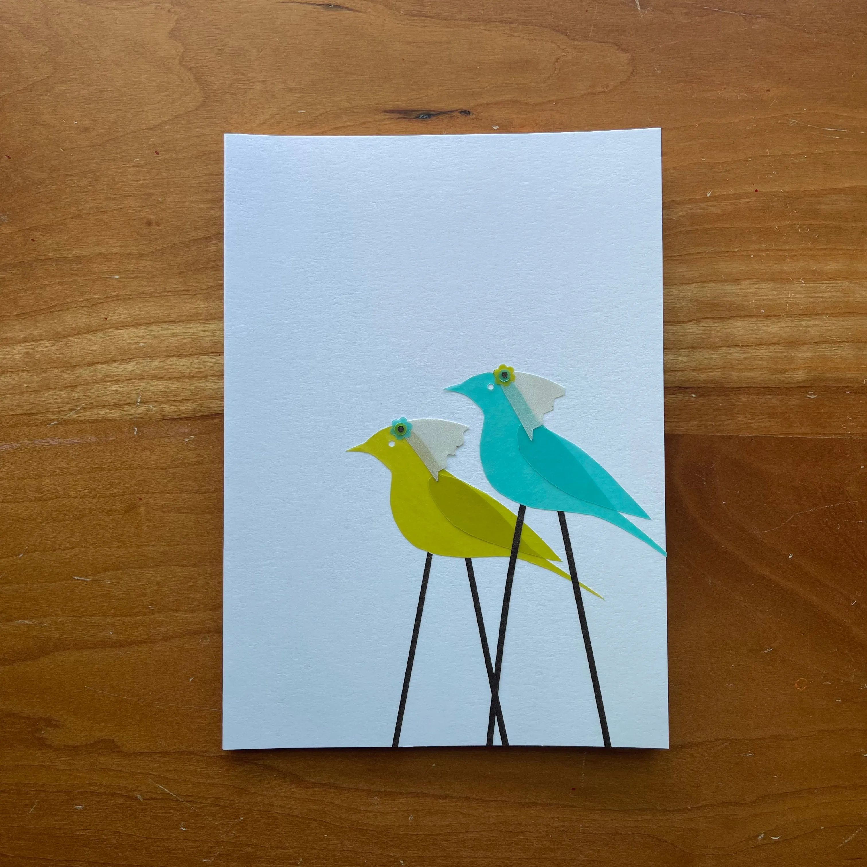 Wedding Birds / handmade, cut-paper greeting card