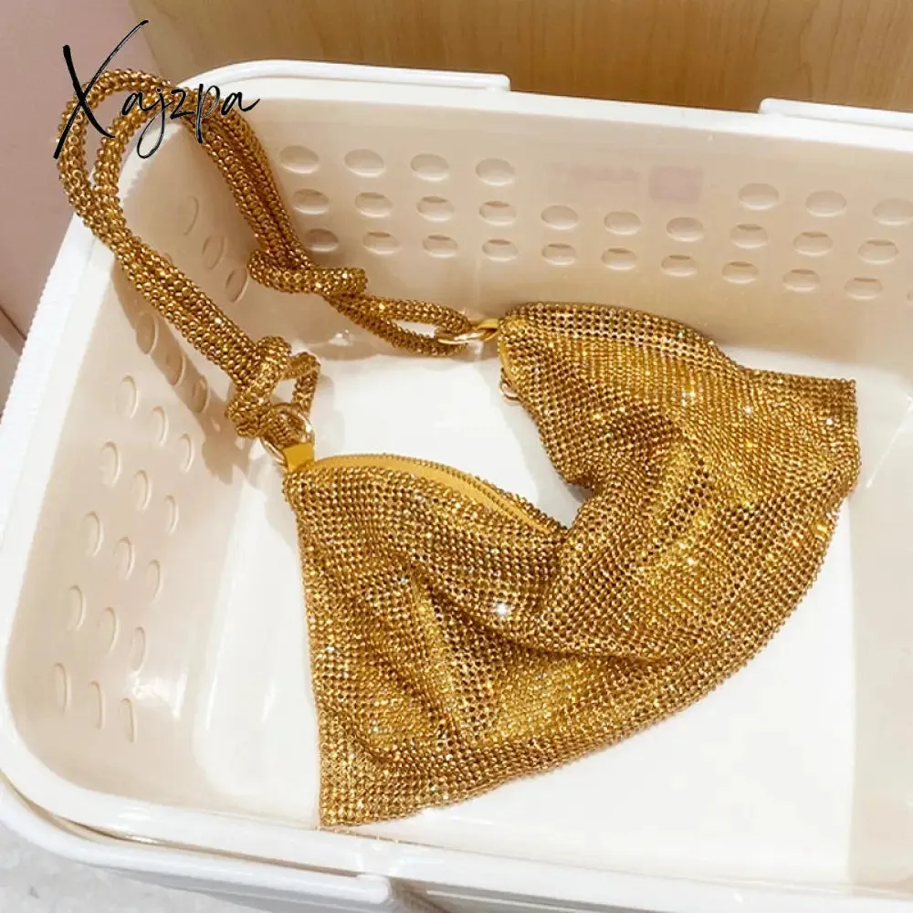 Xajzpa - Handle Shining Crystal Rhinestones Evening clutch Bag Purses and handbag luxury Designer silver Shoulder Bag Hobo Bags party bag