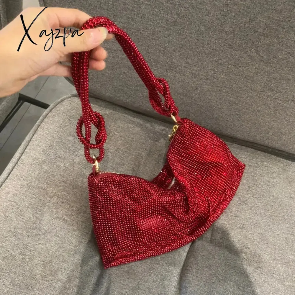 Xajzpa - Handle Shining Crystal Rhinestones Evening clutch Bag Purses and handbag luxury Designer silver Shoulder Bag Hobo Bags party bag