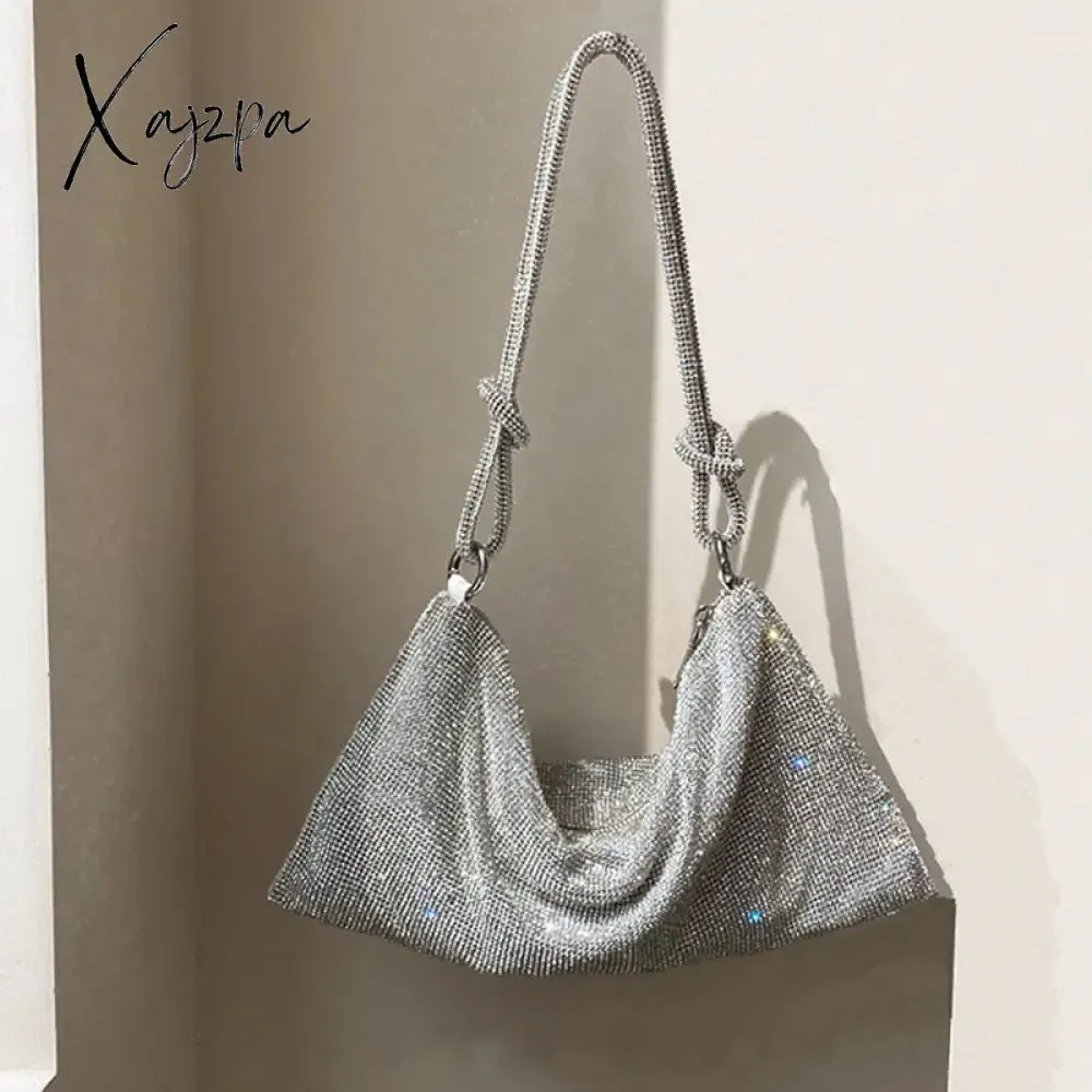 Xajzpa - Handle Shining Crystal Rhinestones Evening clutch Bag Purses and handbag luxury Designer silver Shoulder Bag Hobo Bags party bag