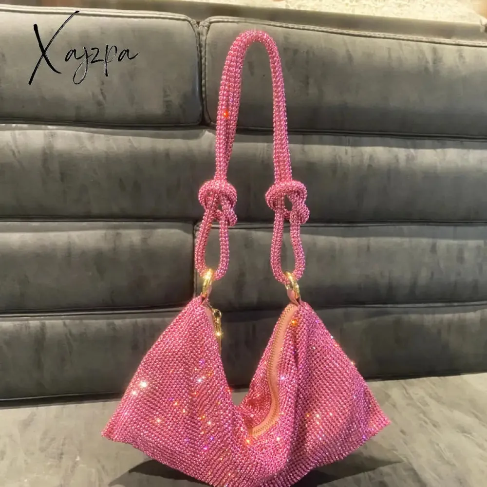 Xajzpa - Handle Shining Crystal Rhinestones Evening clutch Bag Purses and handbag luxury Designer silver Shoulder Bag Hobo Bags party bag