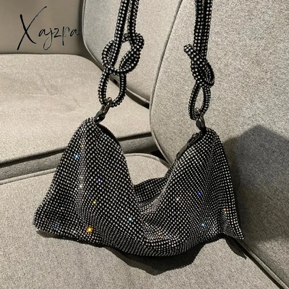 Xajzpa - Handle Shining Crystal Rhinestones Evening clutch Bag Purses and handbag luxury Designer silver Shoulder Bag Hobo Bags party bag