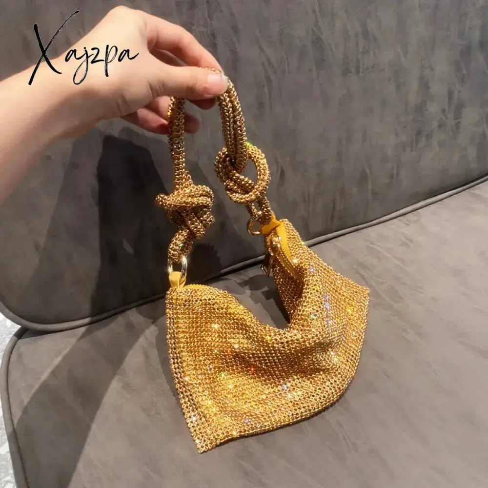 Xajzpa - Handle Shining Crystal Rhinestones Evening clutch Bag Purses and handbag luxury Designer silver Shoulder Bag Hobo Bags party bag