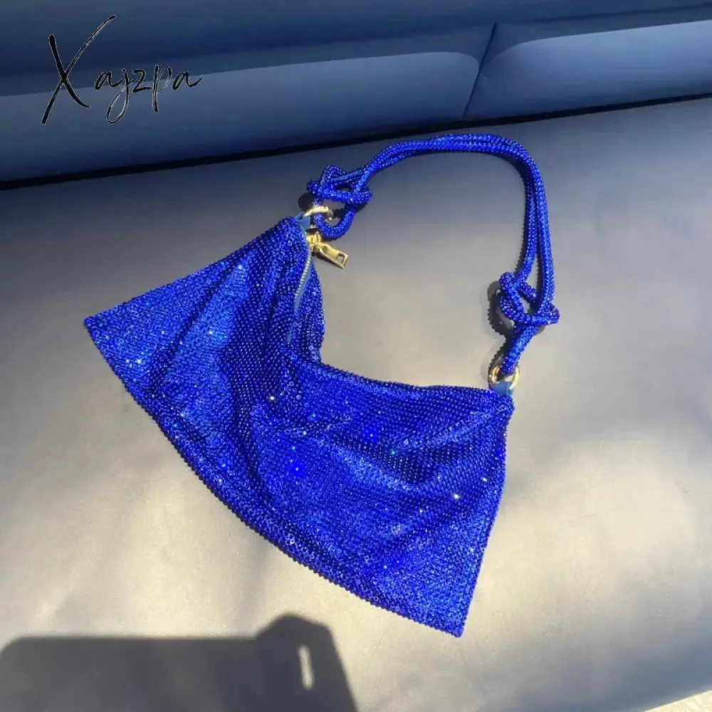 Xajzpa - Handle Shining Crystal Rhinestones Evening clutch Bag Purses and handbag luxury Designer silver Shoulder Bag Hobo Bags party bag