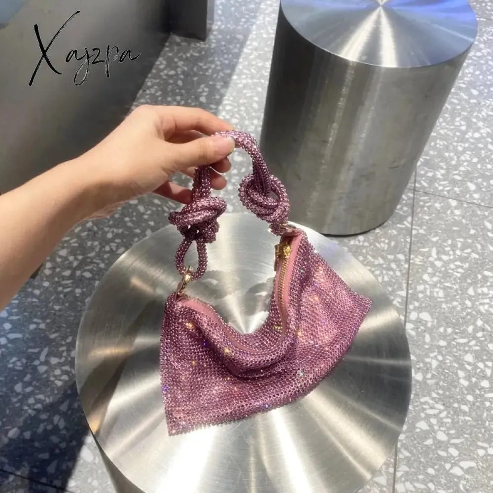 Xajzpa - Handle Shining Crystal Rhinestones Evening clutch Bag Purses and handbag luxury Designer silver Shoulder Bag Hobo Bags party bag