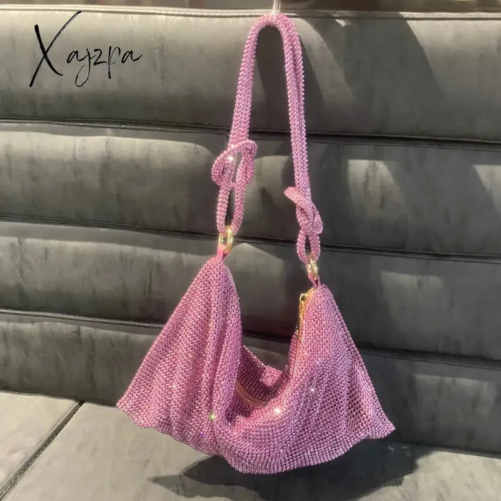 Xajzpa - Handle Shining Crystal Rhinestones Evening clutch Bag Purses and handbag luxury Designer silver Shoulder Bag Hobo Bags party bag