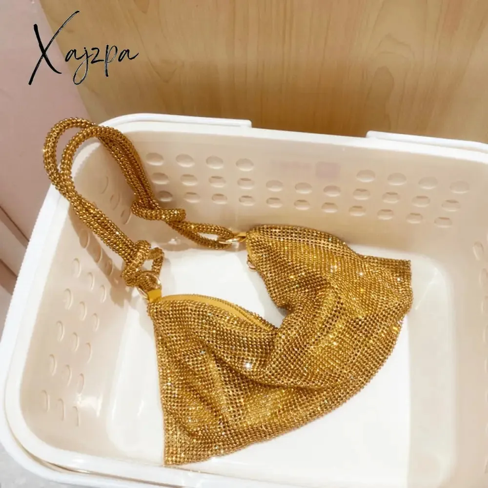Xajzpa - Handle Shining Crystal Rhinestones Evening clutch Bag Purses and handbag luxury Designer silver Shoulder Bag Hobo Bags party bag